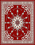 Crimson Cream Floral Octagon Medallion Rug
