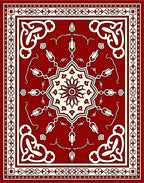 Crimson Cream Floral Octagon Medallion Rug