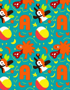 Whimsical Orange Creatures Alphabet Rug