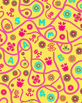 Bright Yellow With Pink Abstract Figures Rug