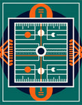 Geometric Abstract Teal Orange Circles Rug