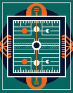 Geometric Abstract Teal Orange Circles Rug