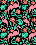 Pink Flamingo Tropical Garden Rug