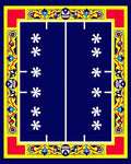 Vibrant Blue Red Yellow Star Border Rug