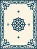 Deep Blue Ornate Floral Medallion Rug