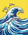 Dolphins Leaping On Blue Waves Rug