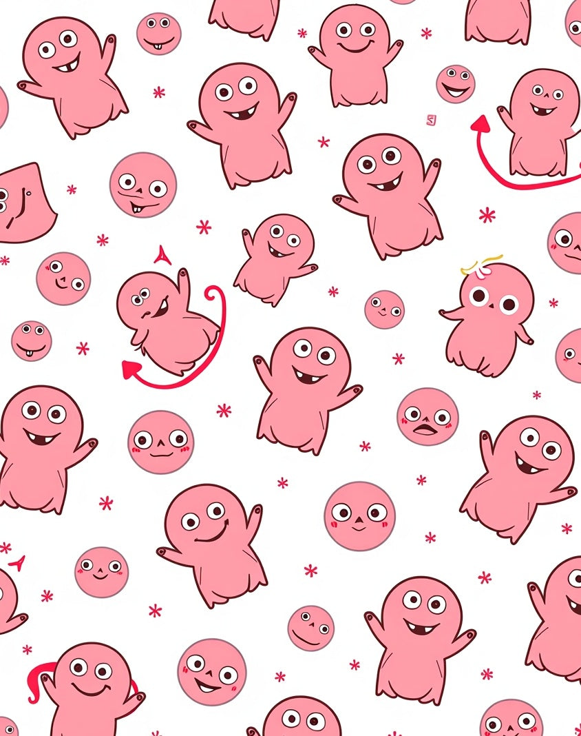 Pink Whimsical Character Repeat Rug
