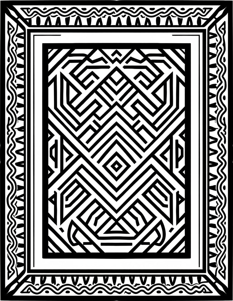 Abstract Black White Linear Geometric Loom Rug