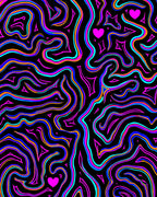 Vibrant Neon Swirl Heart Rug