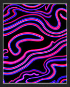 Vibrant Pink Blue Swirling Waves Rug