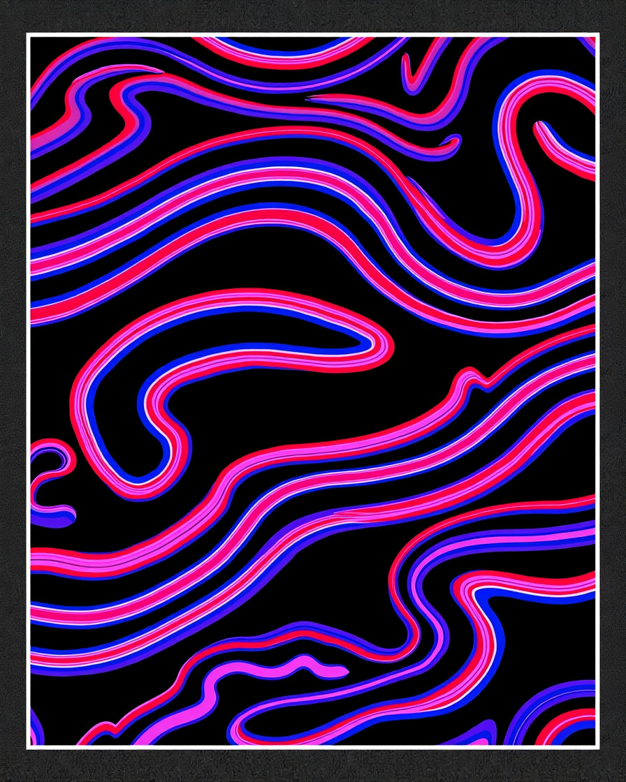 Vibrant Pink Blue Swirling Waves Rug