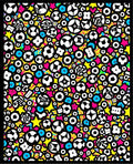 Vibrant Soccer Ball Star Collage Rug