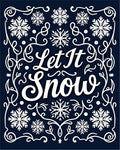 Dark Blue White Snowflake Calligraphy Rug