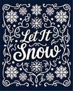 Dark Blue White Snowflake Calligraphy Rug