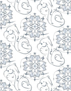 Soft Blue Floral Swirl Repeat Rug