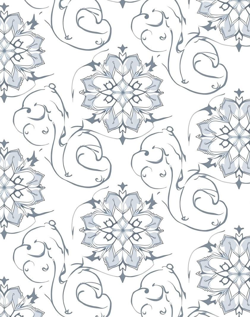 Soft Blue Floral Swirl Repeat Rug