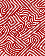 Bold Red Maze Labyrinth Rug
