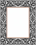 Black White Art Nouveau Scroll Border Rug