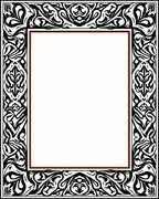 Black White Art Nouveau Scroll Border Rug