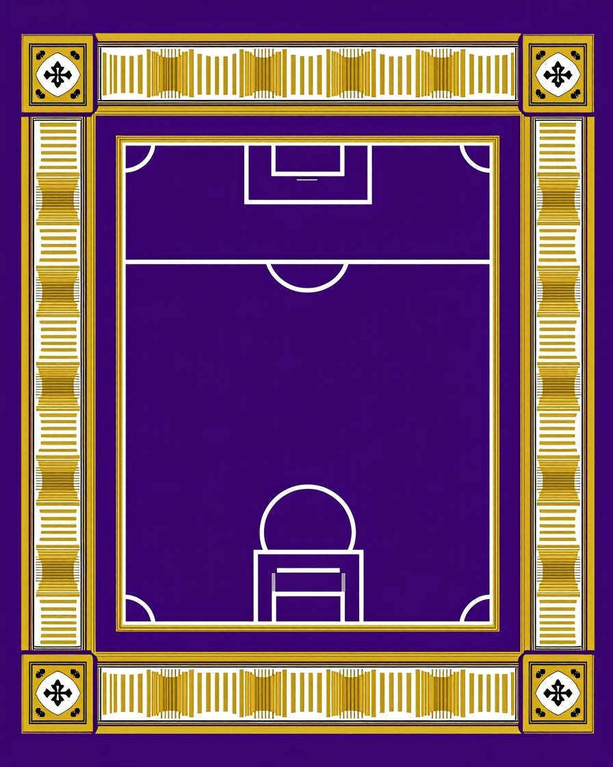 Royal Purple Football Field Border Rug