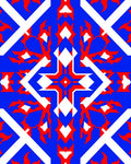 Red White Blue Geometric Starburst Rug