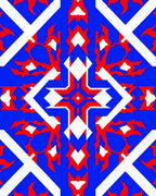 Red White Blue Geometric Starburst Rug