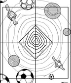Black White Soccer Field Foosball Accents Rug