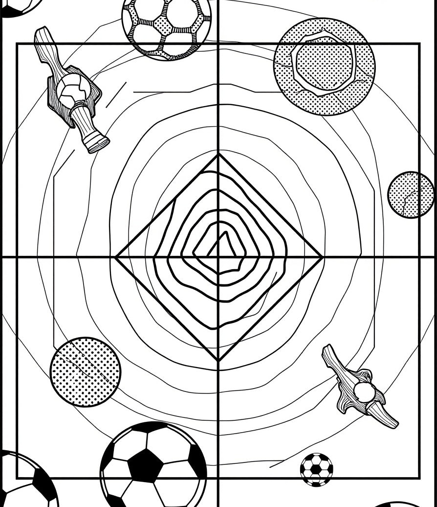 Black White Soccer Field Foosball Accents Rug