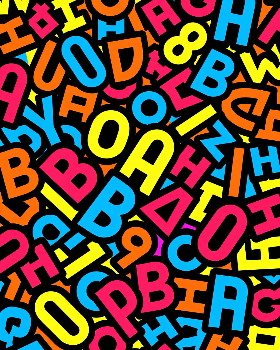 Vibrant Alphabet Soup Scatter Rug