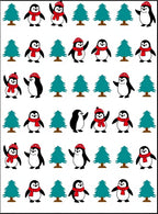 Penguin Friends Red Scarf Christmas Trees Rug