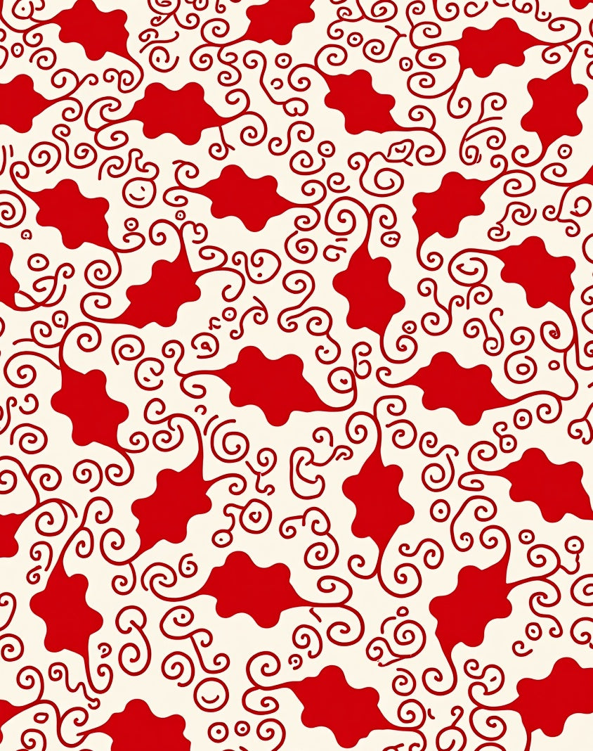 Crimson Swirl Red Organic Flourish Rug