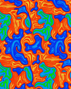 Vibrant Abstract Blue Green Orange Swirl Rug