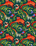 Bold Red Tiger Jungle Wildlife Scene Rug