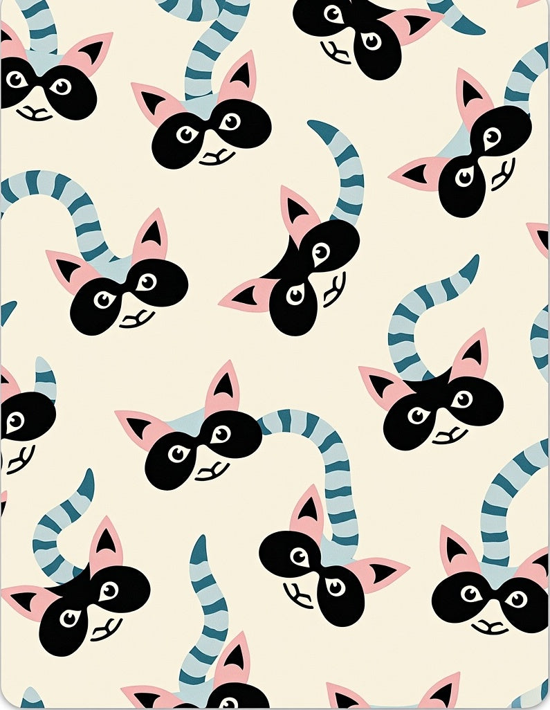 Striped Tail Raccoon Cream Background Rug
