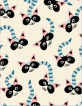 Striped Tail Raccoon Cream Background Rug