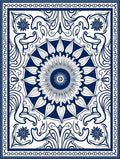 Classic Navy Floral Medallion Frame Rug