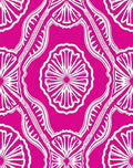 Bright Fuchsia Fan Shaped Medallions Rug