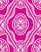 Bright Fuchsia Fan Shaped Medallions Rug