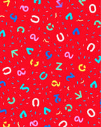 Playful Red Alphabet Sprinkle Rug