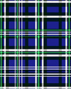 Classic Blue Green and White Plaid Rug