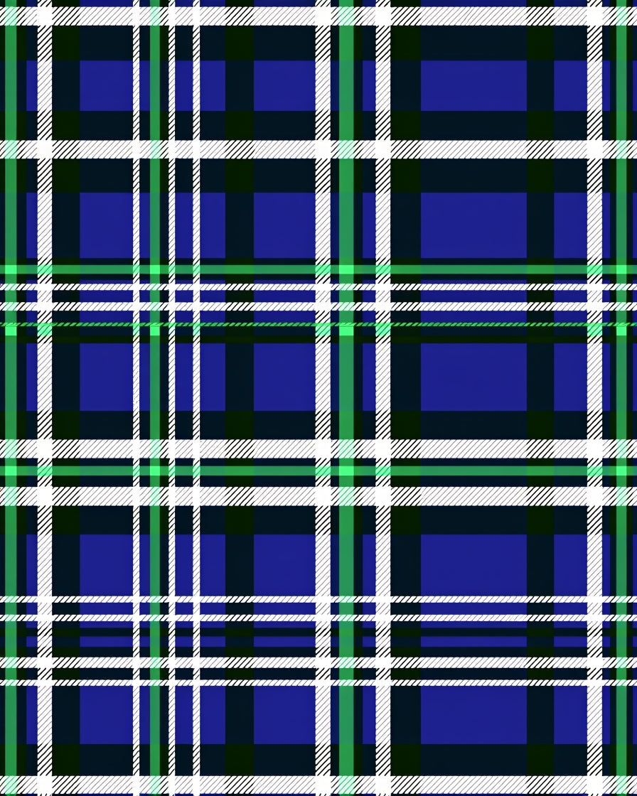 Classic Blue Green and White Plaid Rug