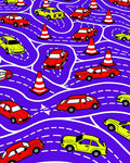 Red Yellow Cars Traffic Cones Rug