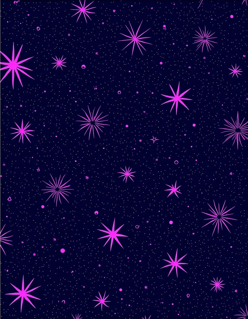 Neon Pink Starburst Night Sky Rug