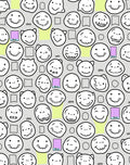 Whimsical Faces Gray Background Rug
