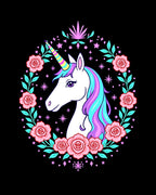 Whimsical Unicorn Rose Garland Starry Rug