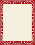 Crimson Red Geometric Folk Border Rug