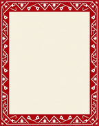 Crimson Red Geometric Folk Border Rug