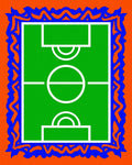 Green Football Field Orange Blue Border Rug