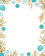 Teal Seashell And Kelp Border Rug