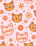 Cute Orange Cat Faces On Pink Rug